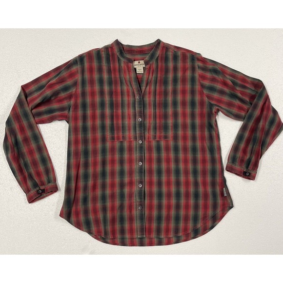 Woolrich Plaid Tuxedo Front Top Banded Collar Women’s L - Picture 1 of 4